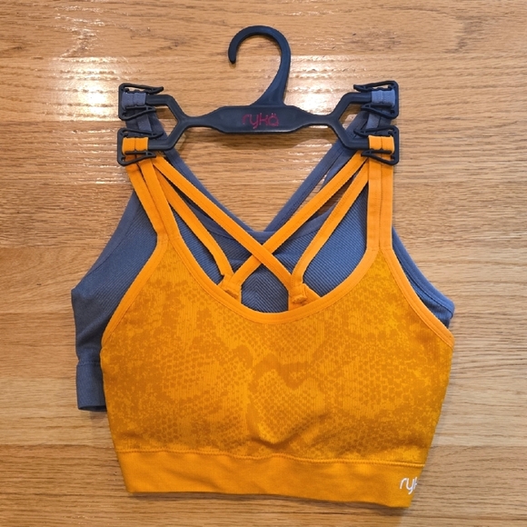 Ryka Golden Snakeskin & Gray Strappy Sports Bras - Picture 2 of 4
